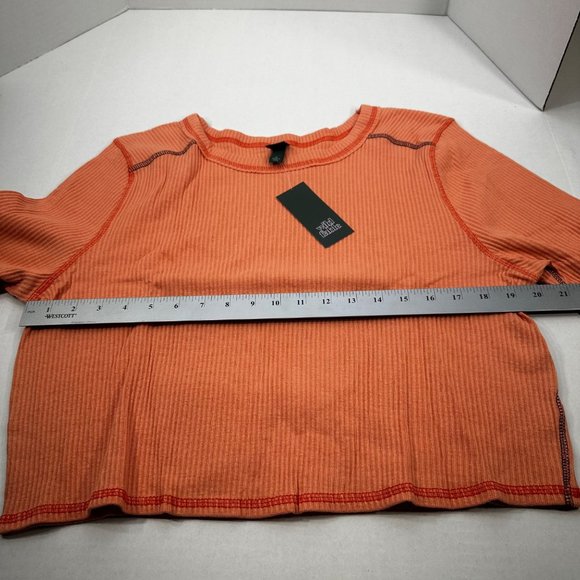 Wild Fable Women's Size 1X Long Sleeve Slim Fit Baby Ribbed Tee Shirt Peach New - Picture 9 of 13